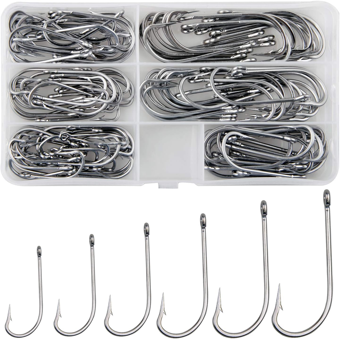 JSHANMEI Stainless Steel Long Shank Fishing Hooks