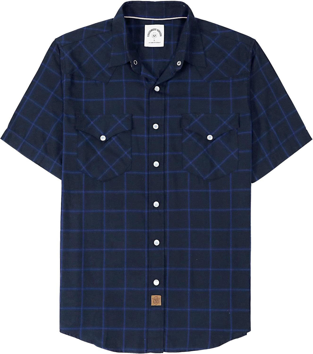 Dubinik Mens Short Sleeve Plaid Cowboy Pearl Snap Shirts