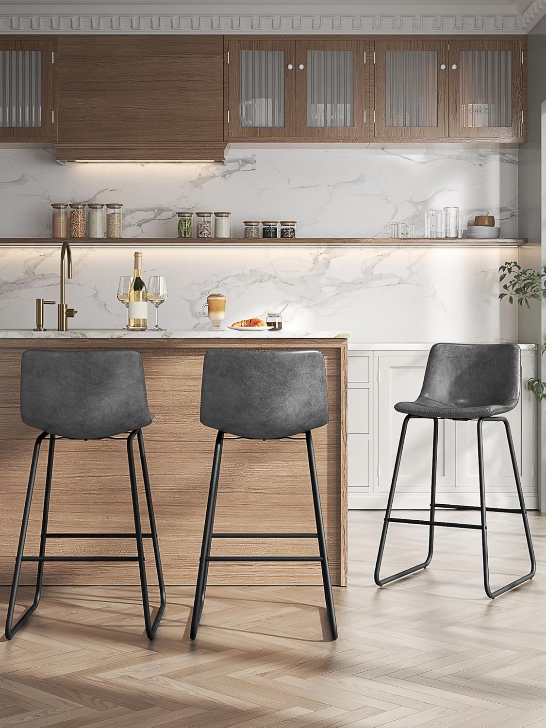 Stylish Bar Stools Set of 3 for Kitchen Counter Height Use