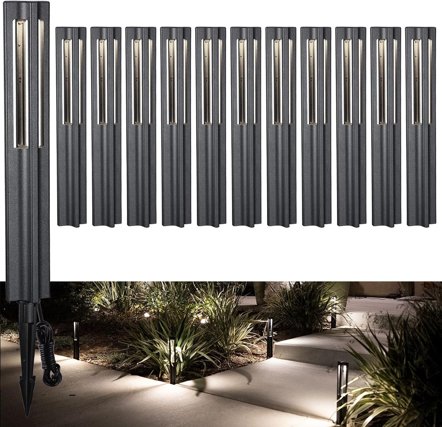 LEONLITE 12-Pack Low Voltage Path Lights for Outdoor Spaces