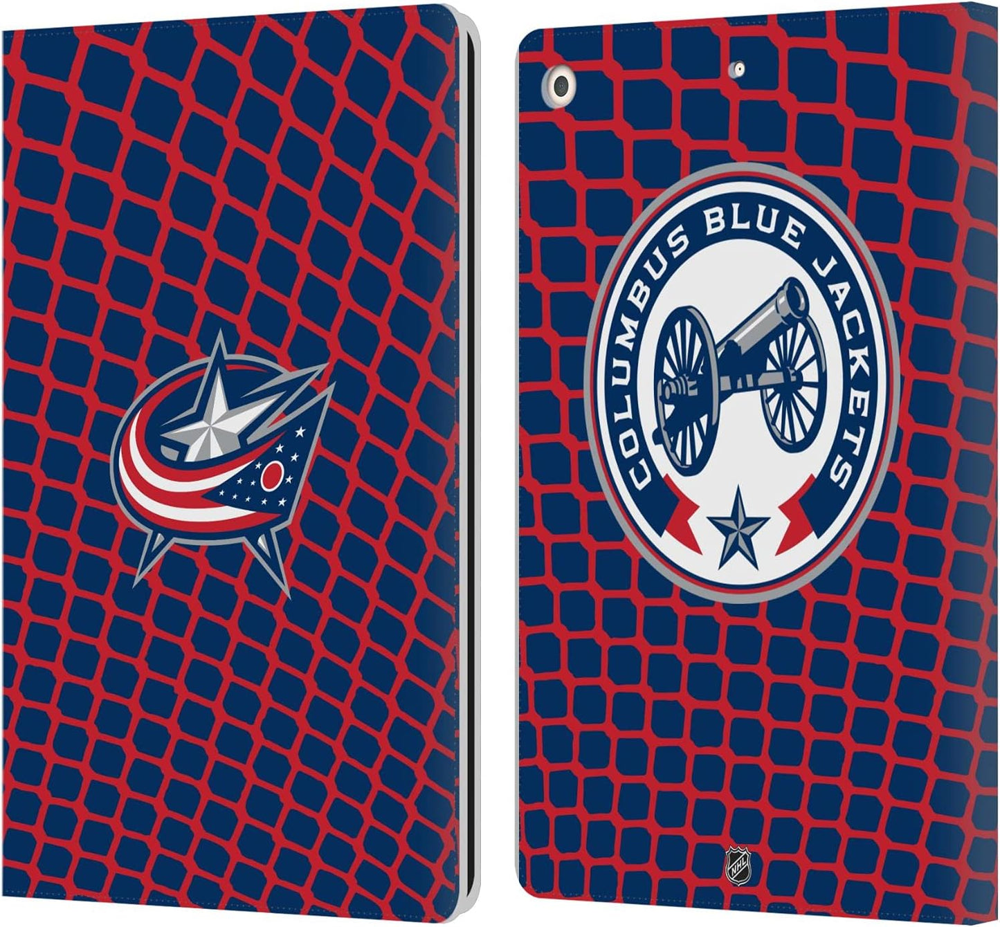 NHL Net Pattern Columbus Blue Jackets Leather Wallet Case for iPad