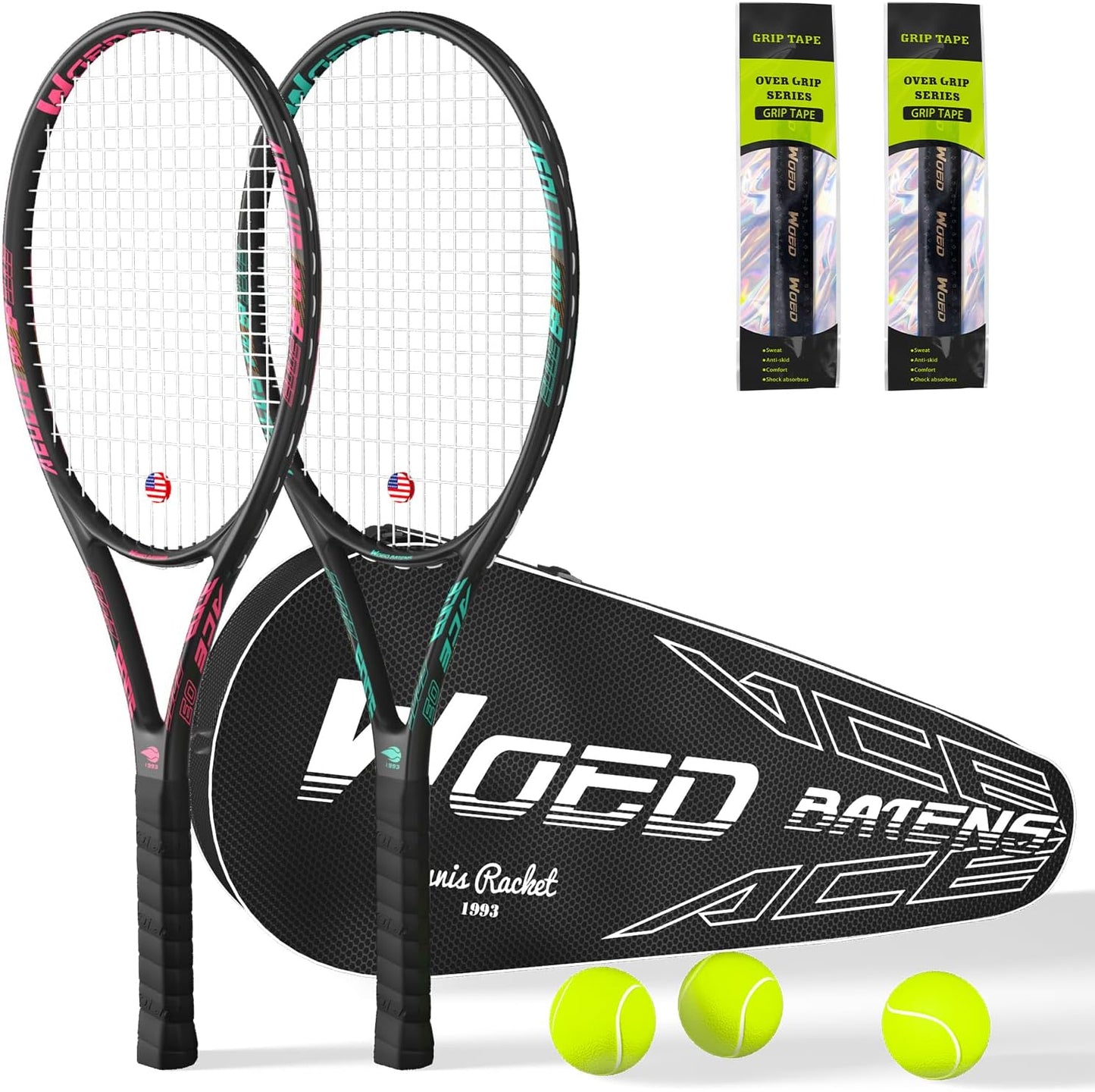 Pro Tennis Racket for Adults with Accessories and Bag