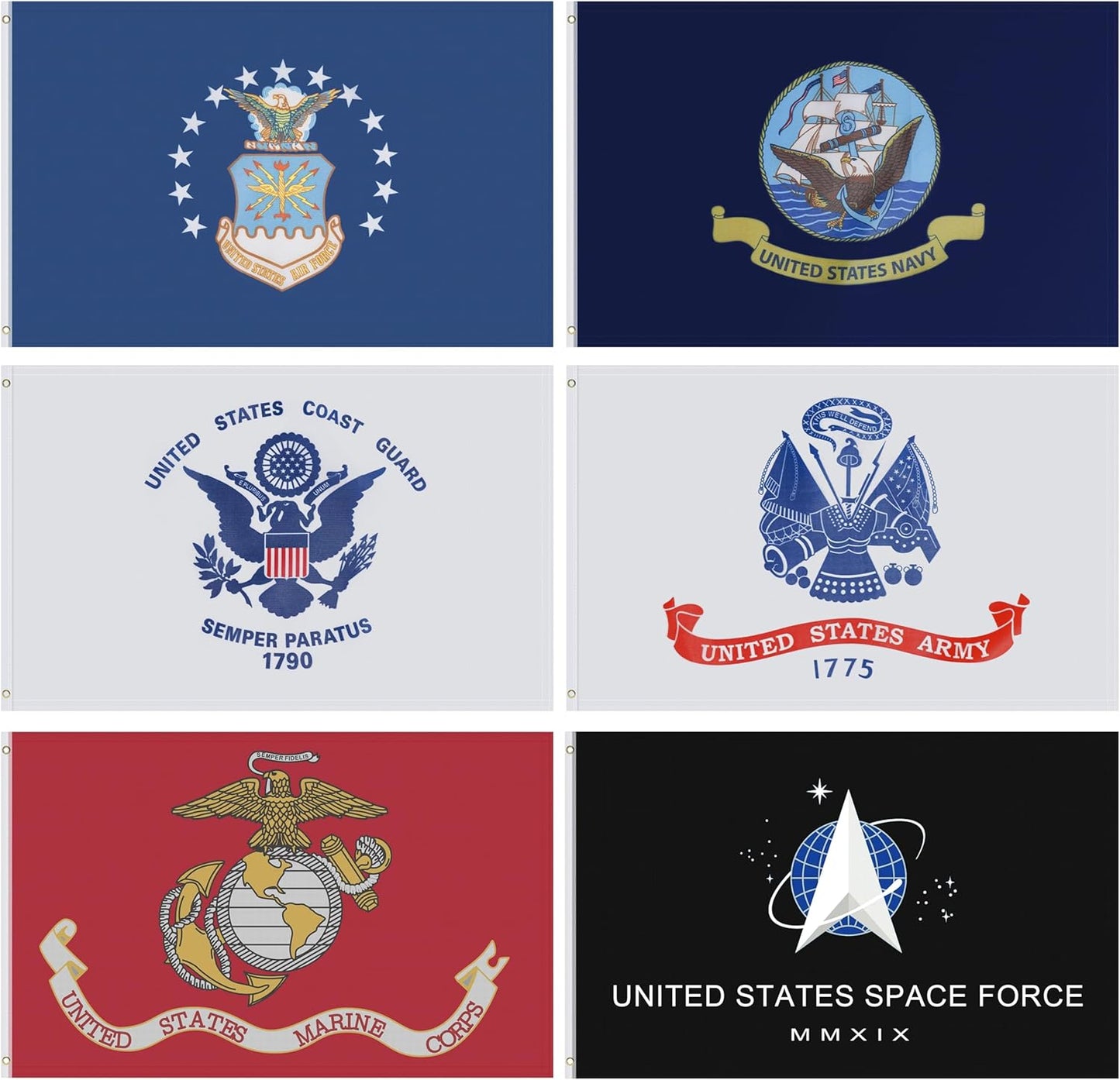3 5 FT Lot of 6 Military Flags for Space Force and More