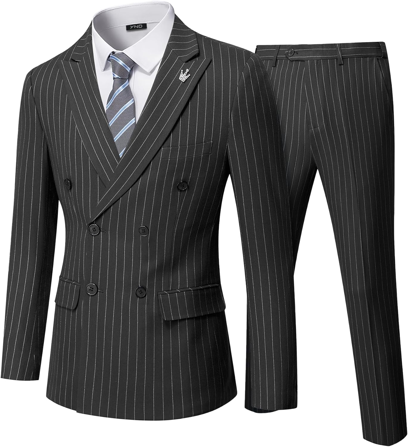 YND Men's 2 Piece Double-Breasted Suit for Stylish Occasions