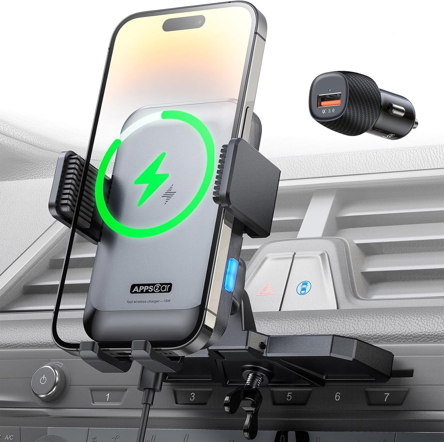 APPS2Car Wireless Car Charger Mount for Fast Charging Devices