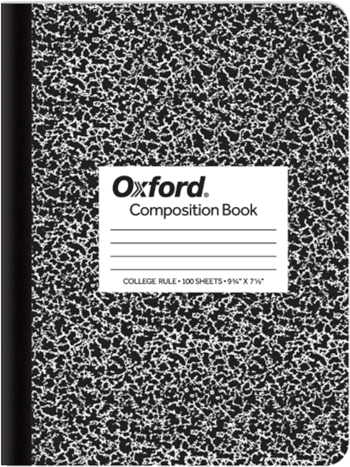 Oxford Composition Notebook, College Ruled, Black Marble Cover, 100 Sheets