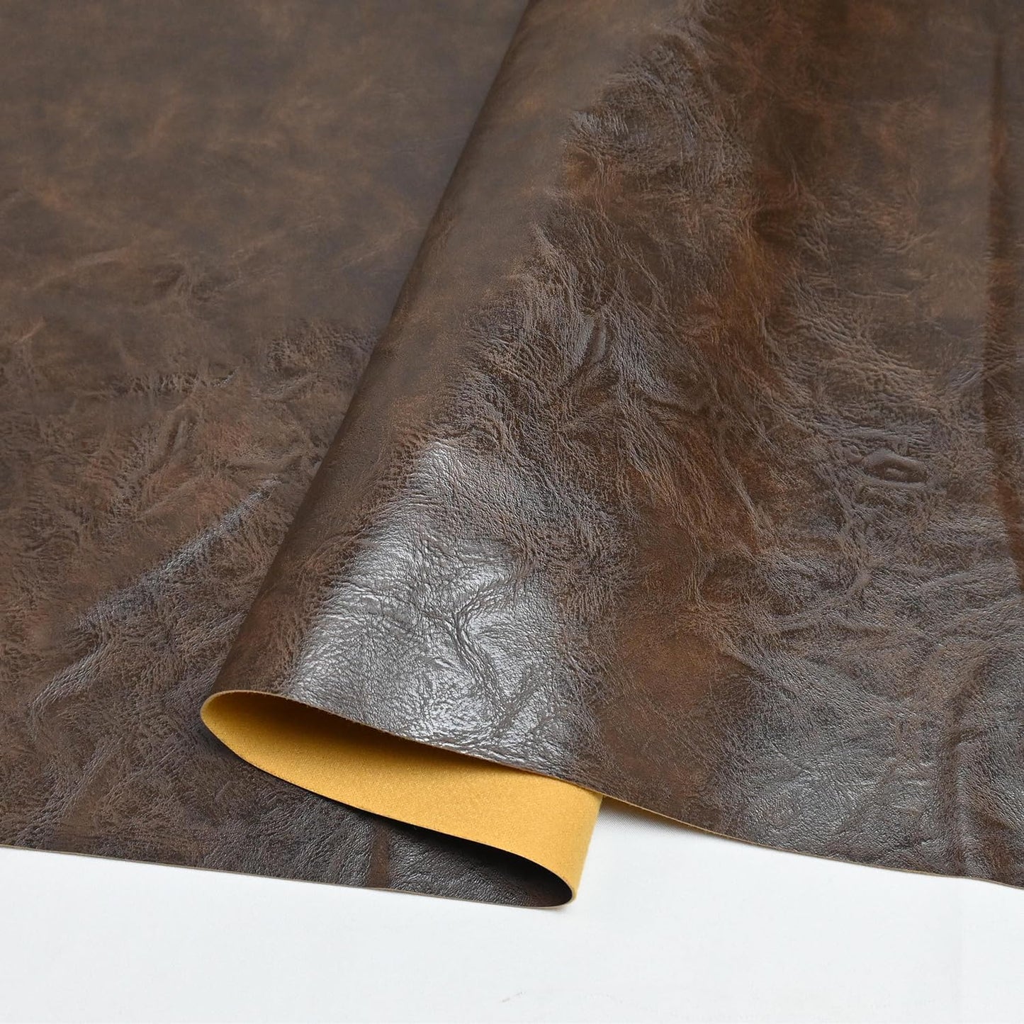 Soft Leather Fabric for Upholstery - Dark Brown Crazy Horse