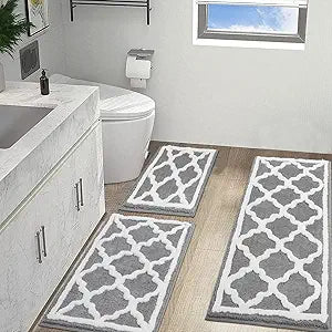 HEBE Bath Rug Sets 3 Piece Non Slip Washable for Bathroom