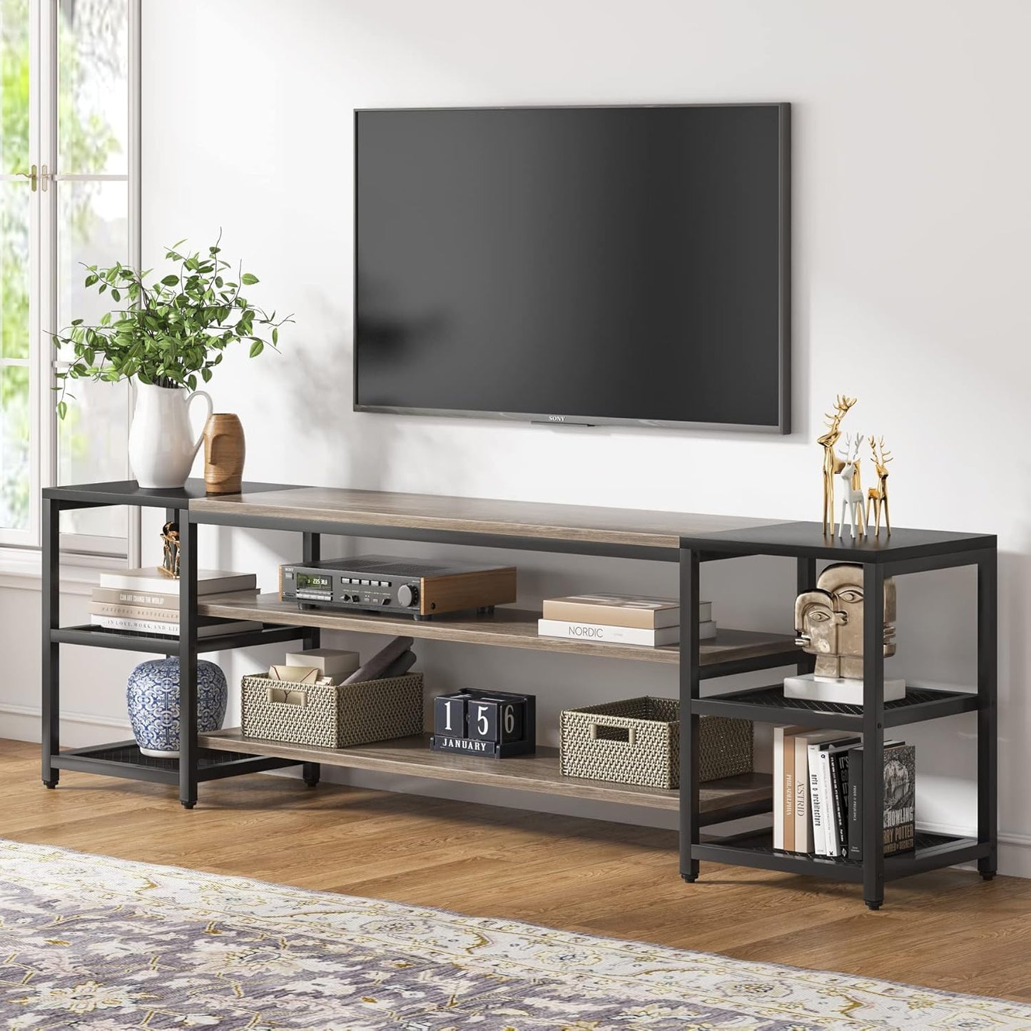 Tribesigns 78 TV Stand: Industrial Style, Ample Storage