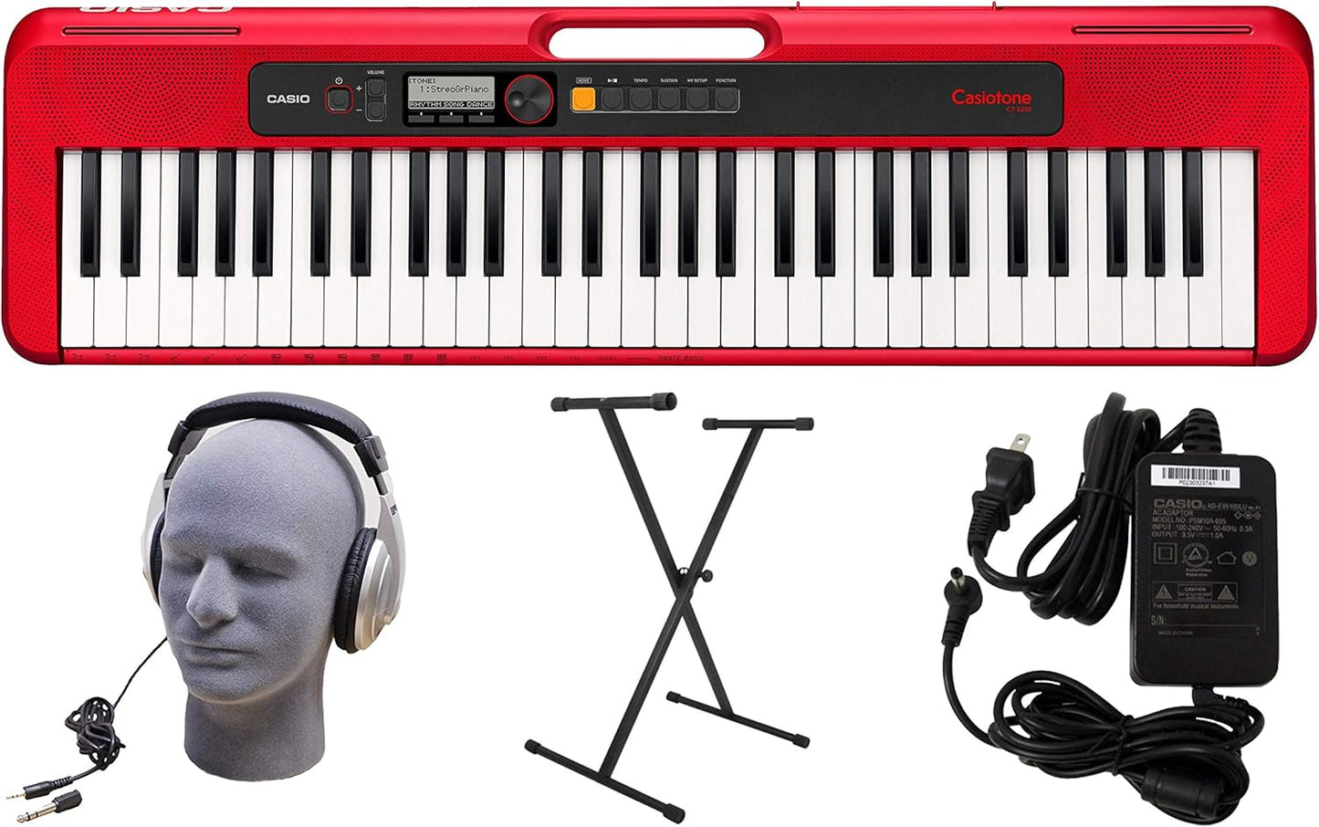 Casio CT-S200RD 61-Key Premium Keyboard Pack with Stand & More