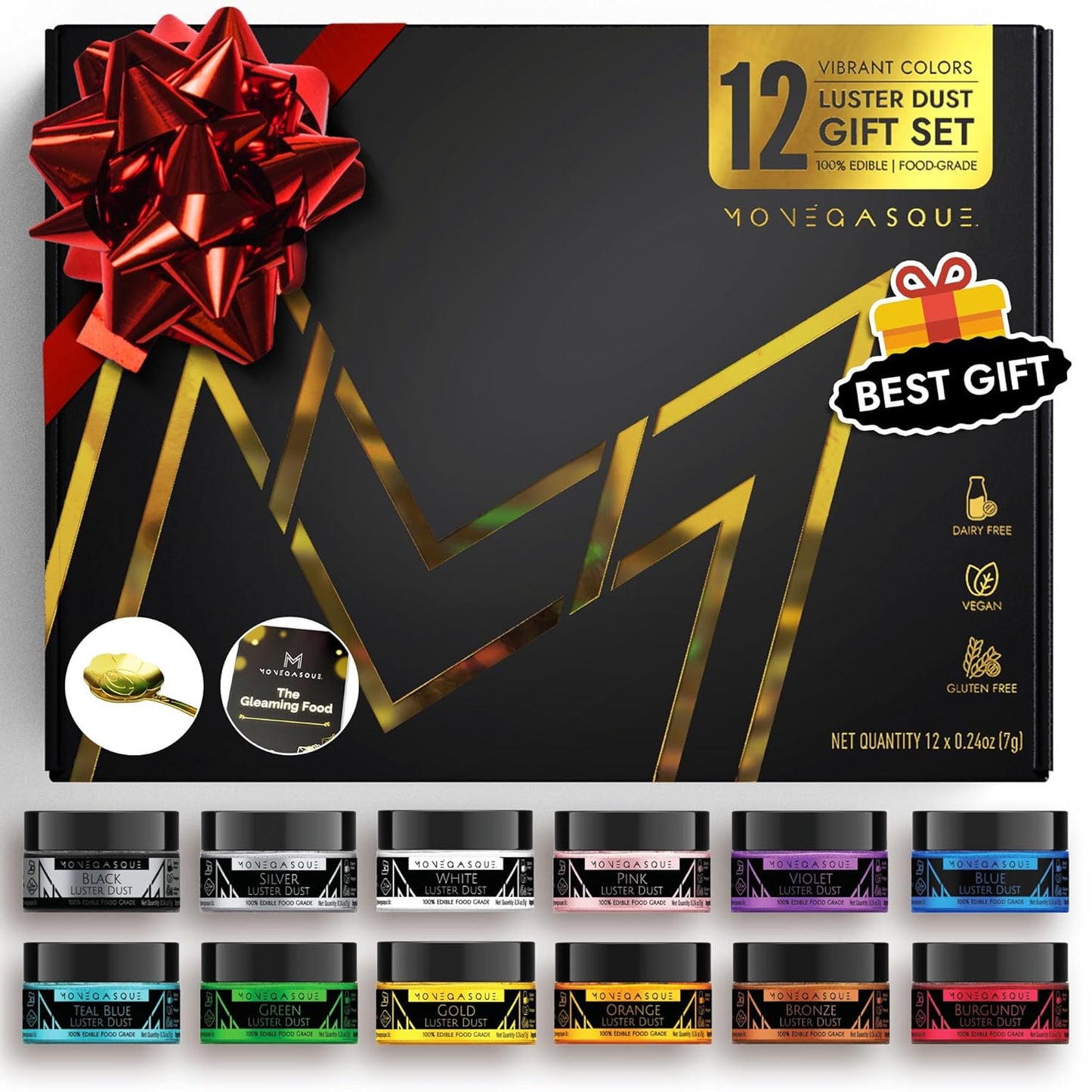 MONEGASQUE Luster Dust Edible Glitter Set for Creative Baking