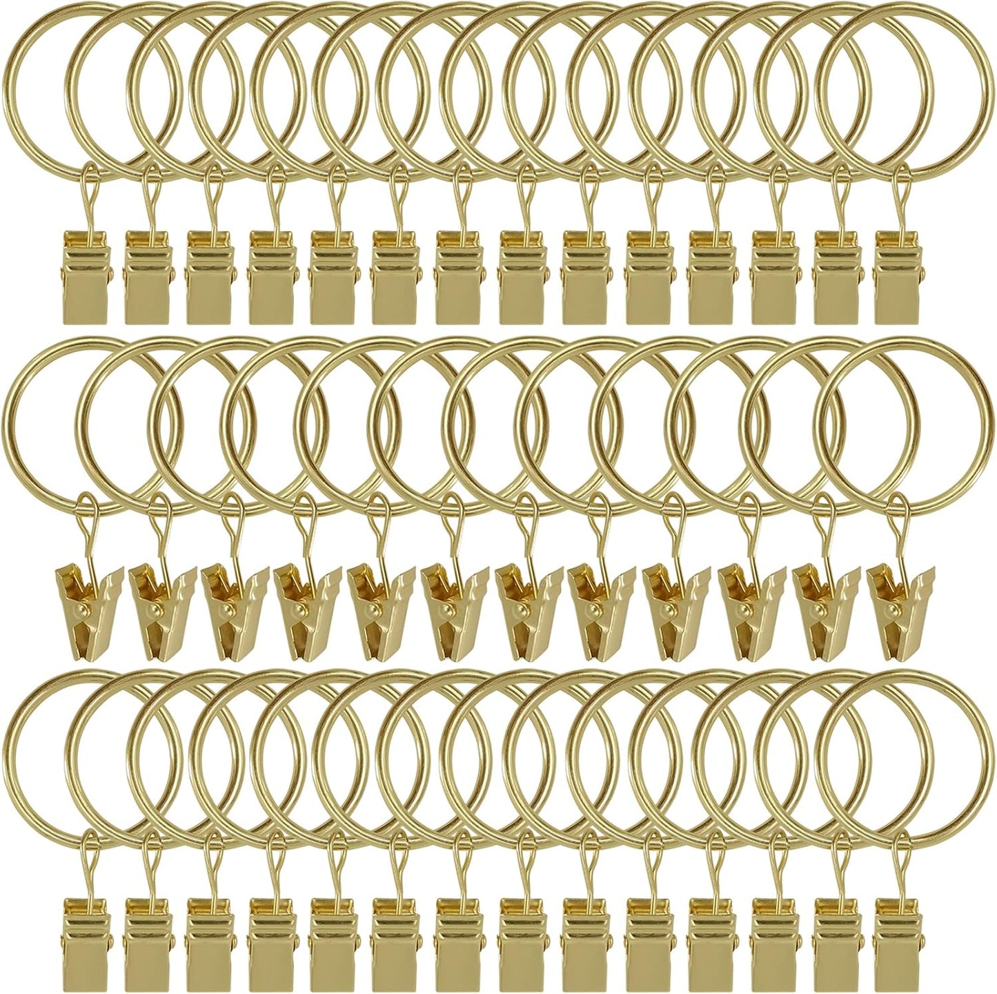 40 Pack Gold Curtain Rings with Clips - Easy Drapery Installation