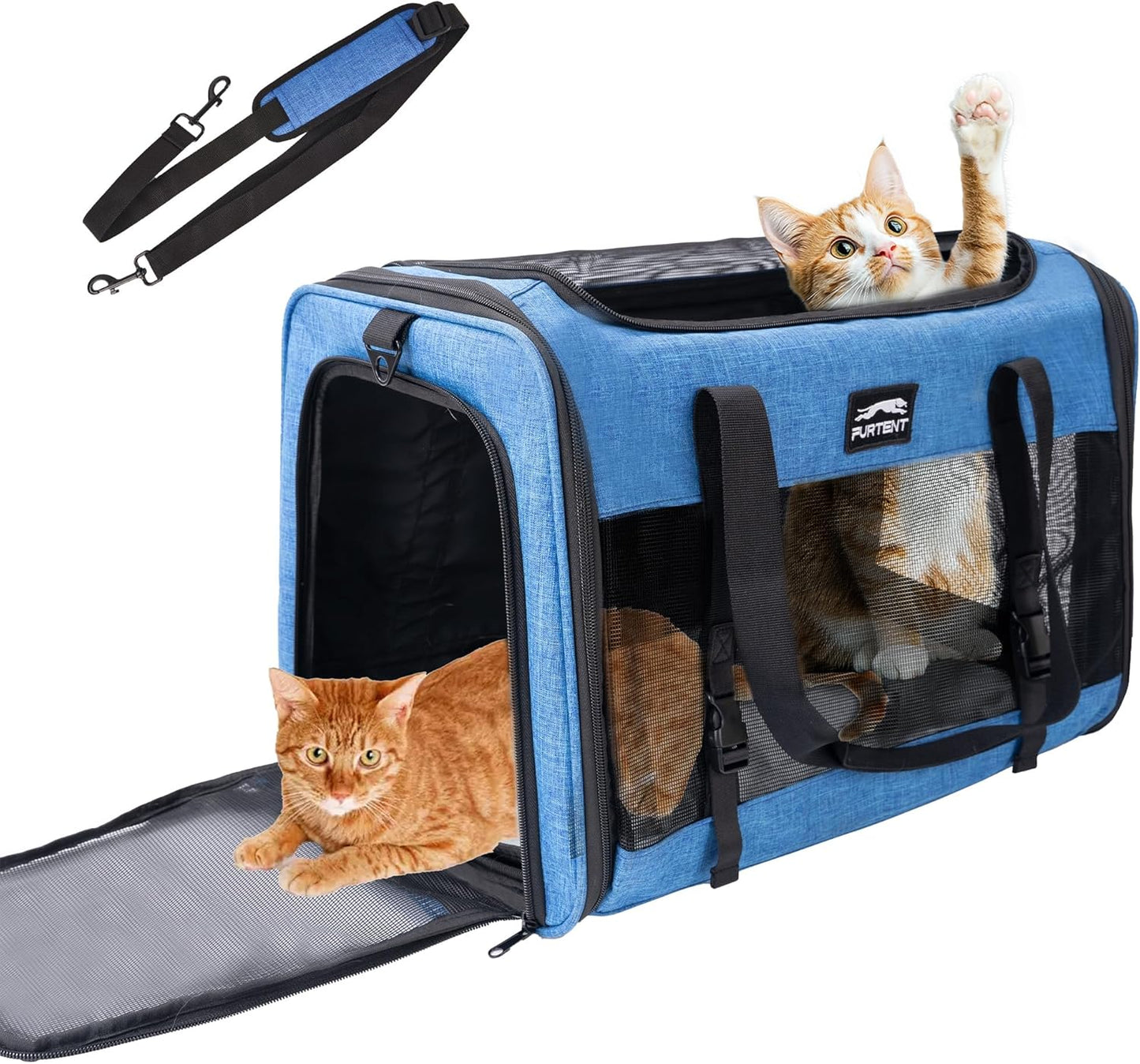 Large Cat Dog Carrier for Travel up to 25 Pounds, Dark Blue