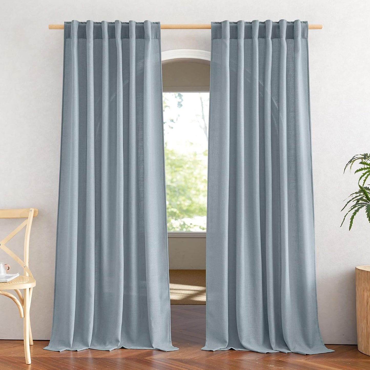 NICETOWN Linen Blend Mist Blue Curtains for Elegant Living Rooms