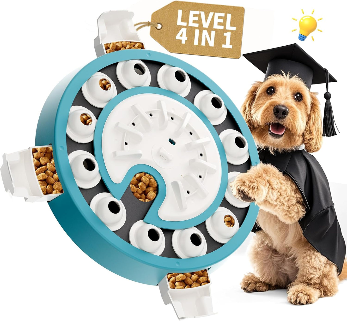 Interactive Dog Puzzle Toy for Smart Dogs - 4-in-1 Fun