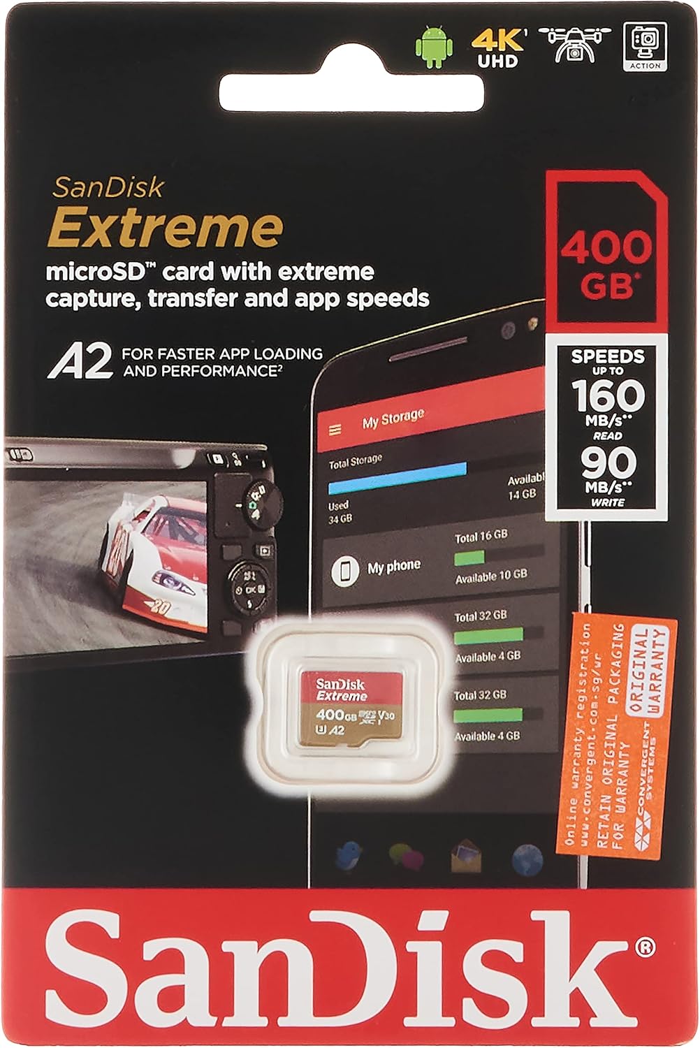 SanDisk 400GB Extreme MicroSDXC Memory Card for 4K UHD Videos
