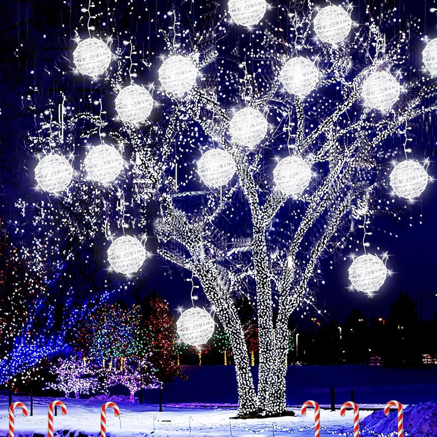 Outdoor Christmas Balls Lights for Festive Garden Decor