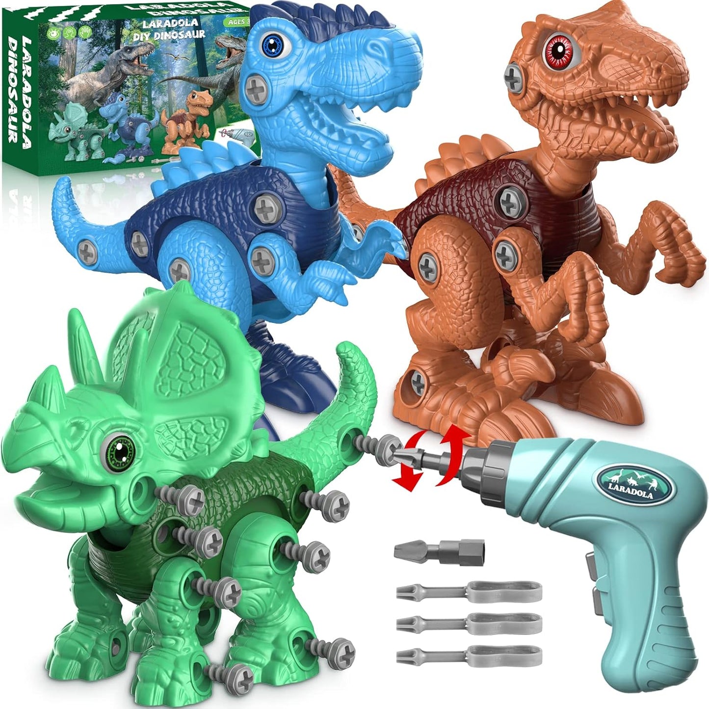 Dinosaur STEM Building Toys for Kids - Electric Drill Included
