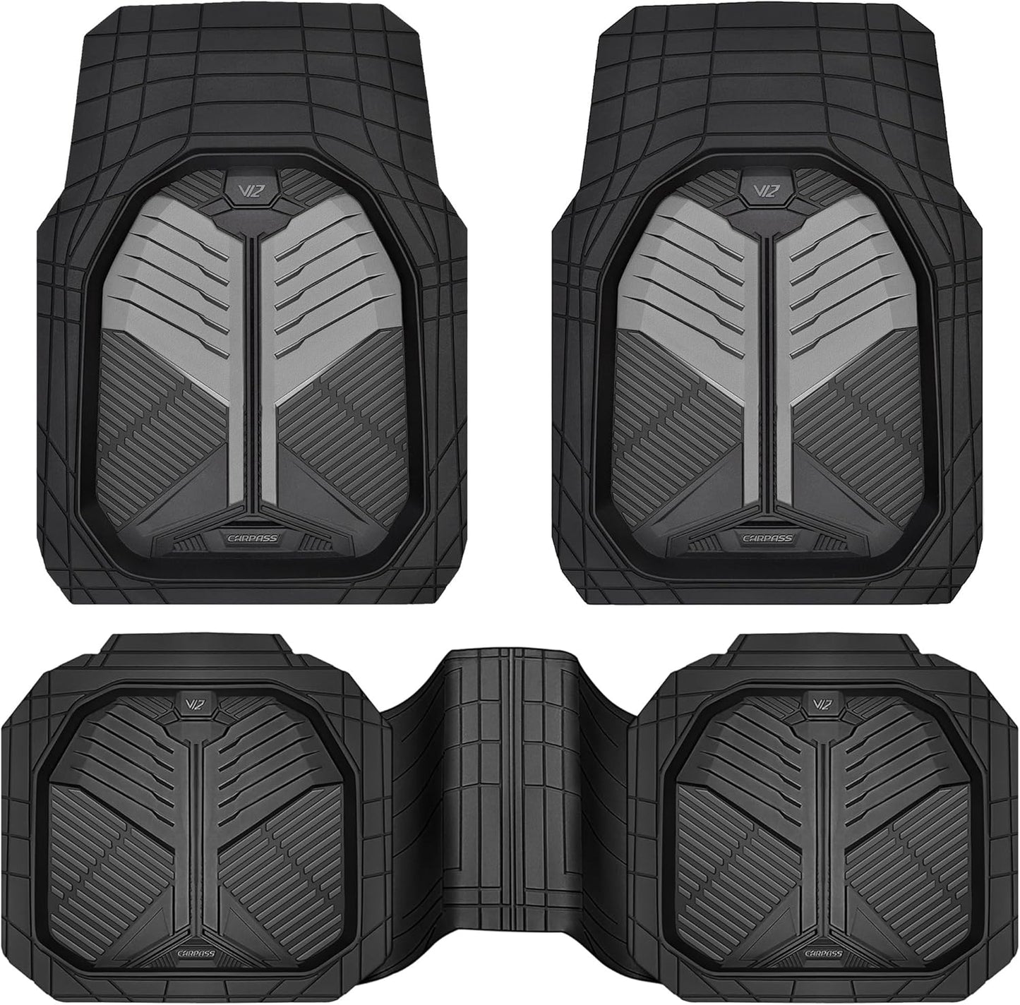 CAR PASS Heavy Duty Rubber Car Mats for All Weather Protection
