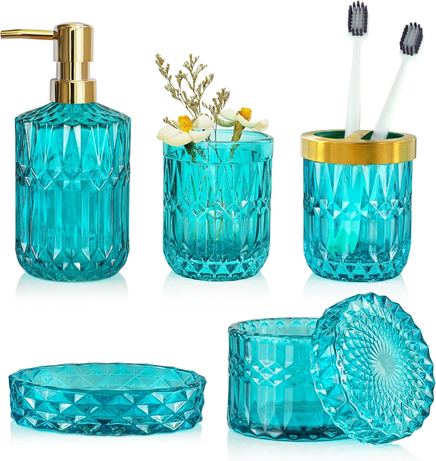 Teal Blue Bathroom Accessories Set for Stylish Decor