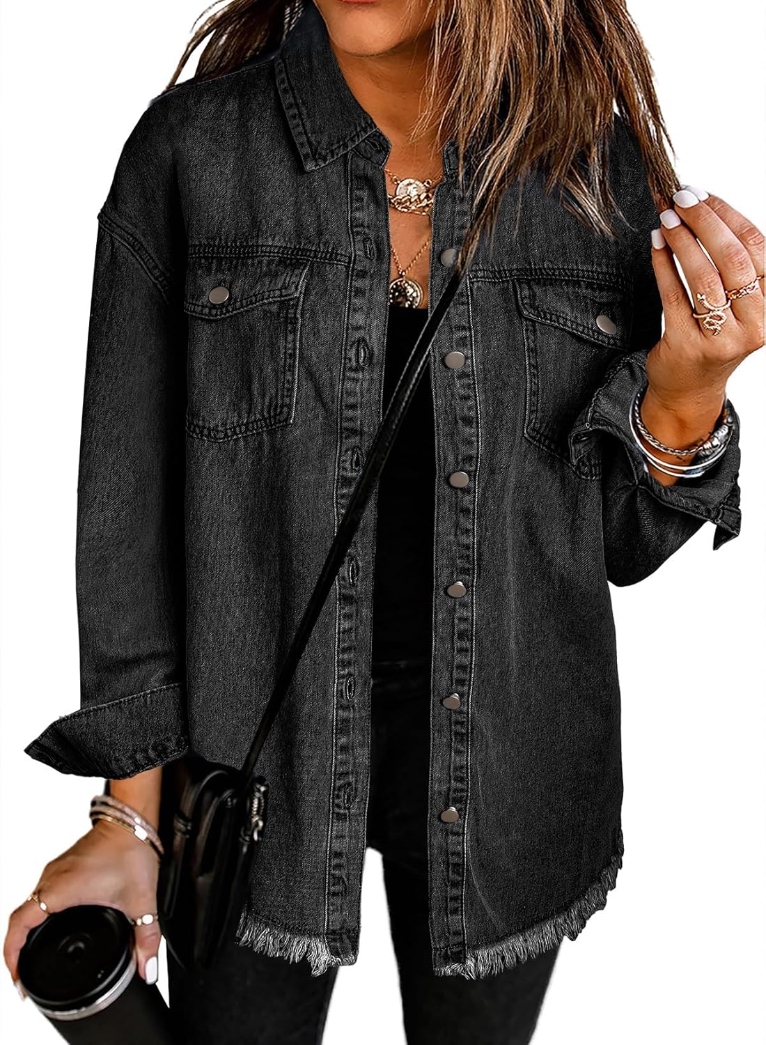 Dokotoo Women's Oversized Denim Jacket for Casual Fall Outfits