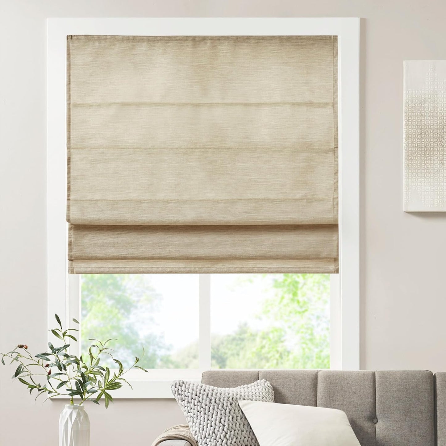 Madison Park Galen Cordless Fabric Privacy Roman Shade 33inW x 64inL