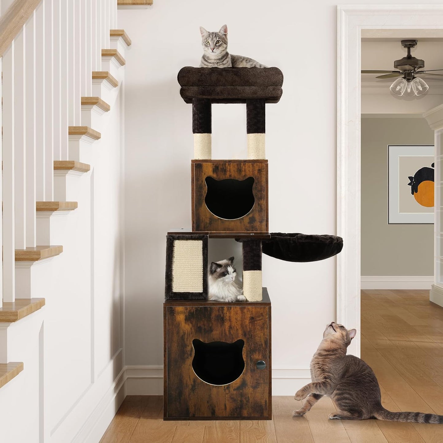 YITAHOME Modern Cat Tree with Litter Box Enclosure for Cats