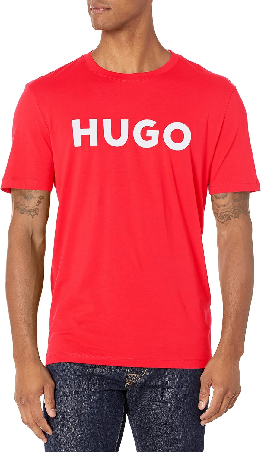 HUGO Mens Print Logo Short Sleeve T-Shirt for Stylish Comfort
