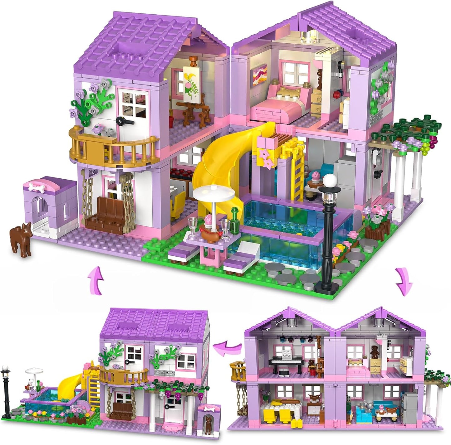 Purple Girls Summer Villa Friends Building Set for Creative Fun