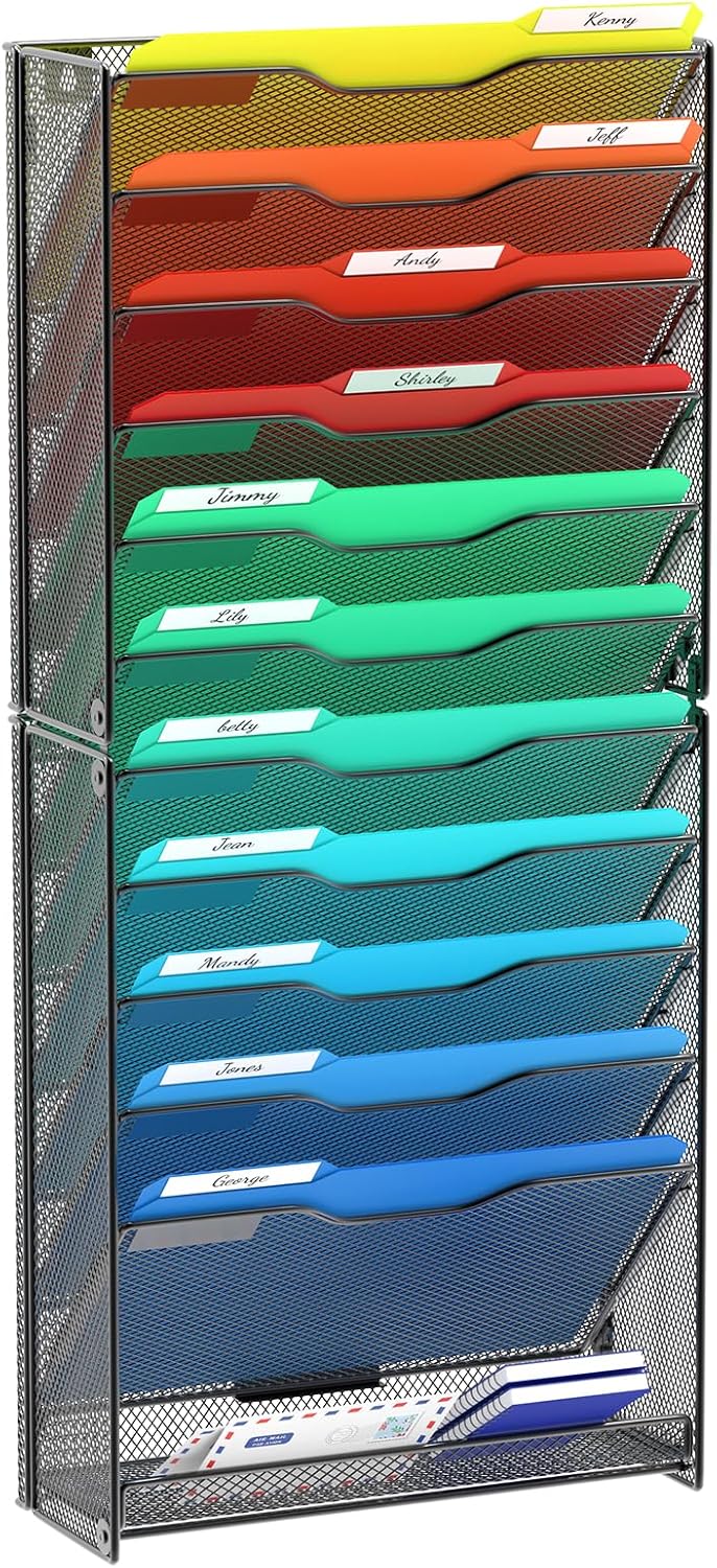 12 Tier Wall File Organizer for Efficient Home Office Storage