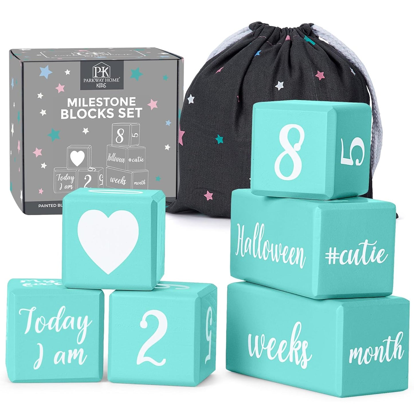 Turquoise Baby Monthly Milestone Blocks for Perfect Photos