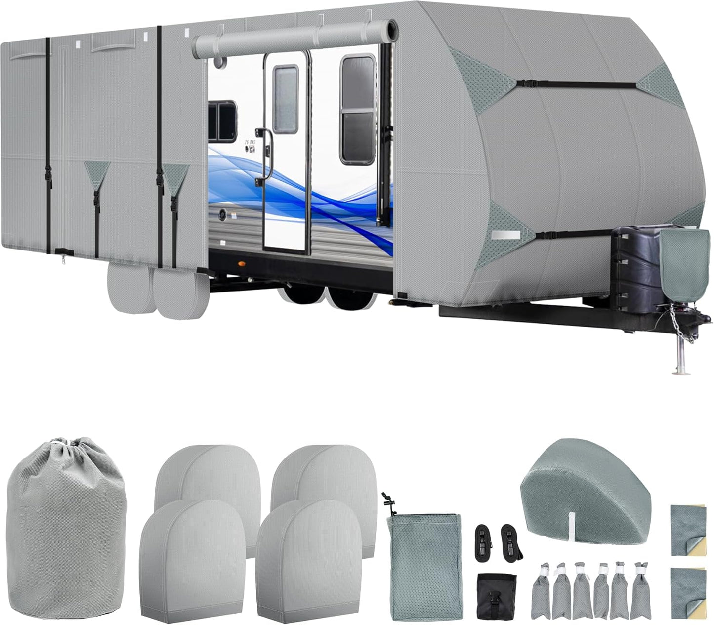 Travel Trailer RV Cover 27-30 ft with 7-Layer Thick Protection