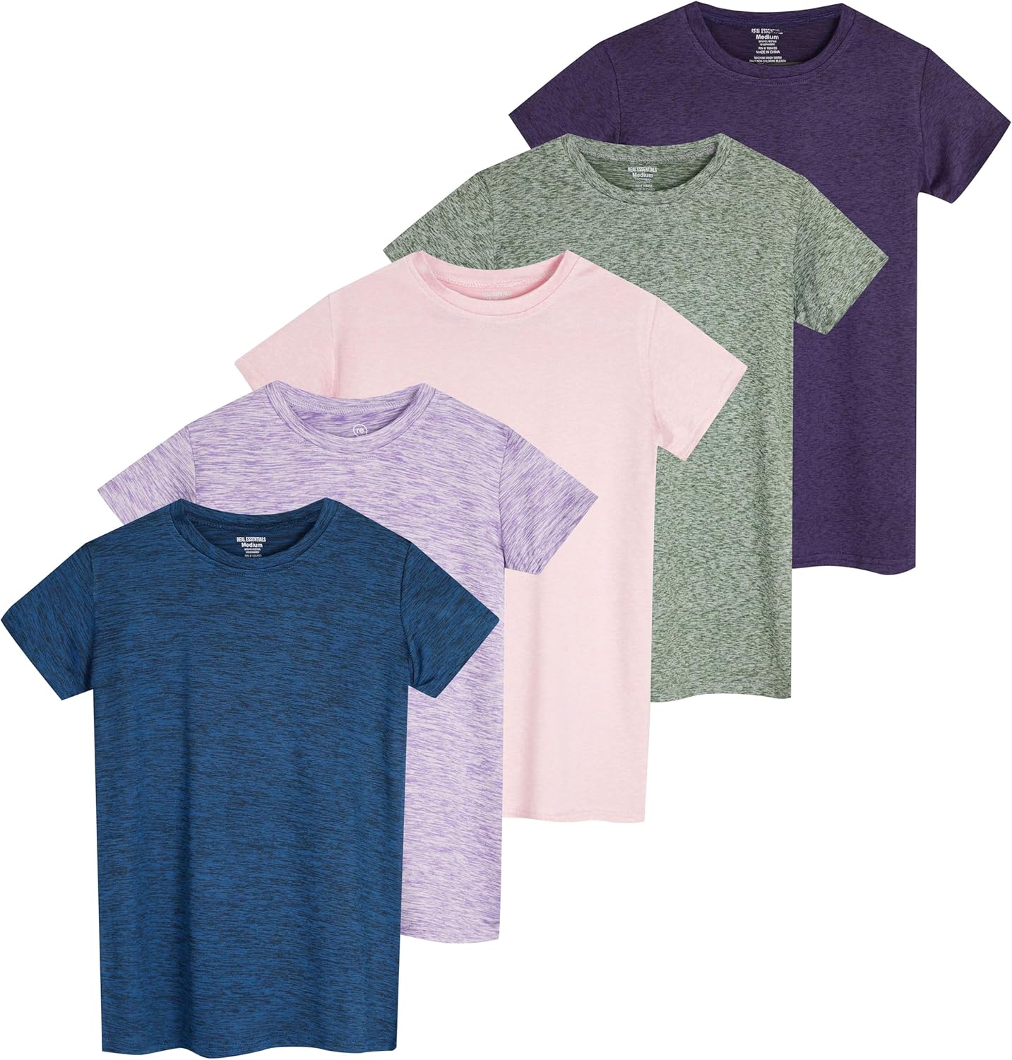 Girls Short Sleeve Dry-Fit Active T-Shirt 5 Pack for Comfort