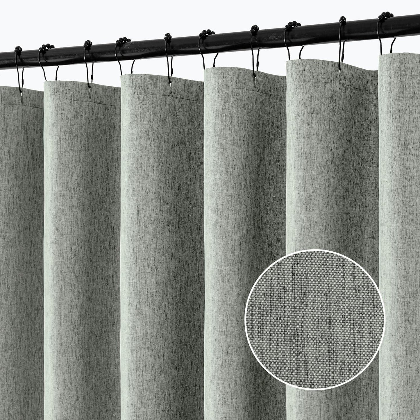 Extra Long Linen Shower Curtain Set for Elegant Bathroom Decor