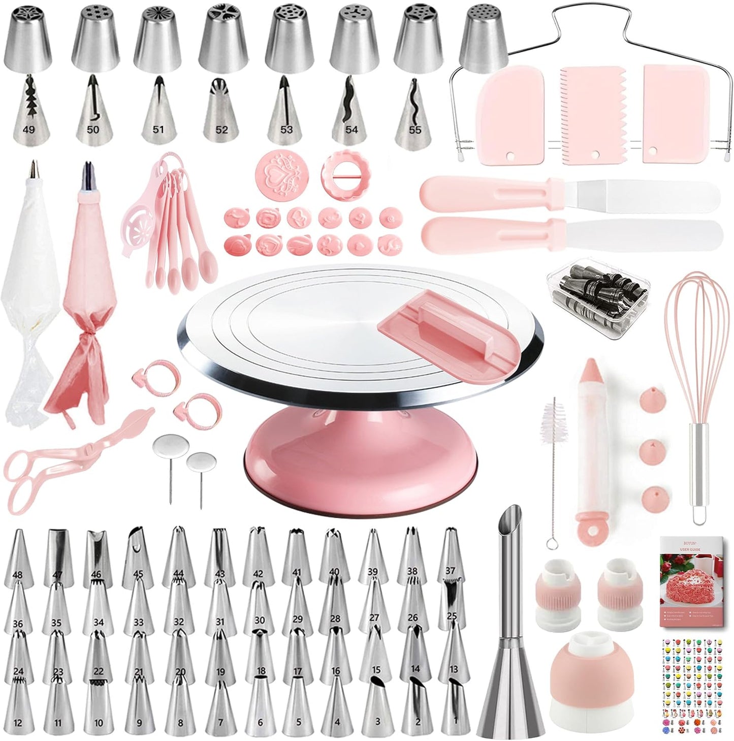 Complete Cake Decorating Kit with Turntable and Piping Tips