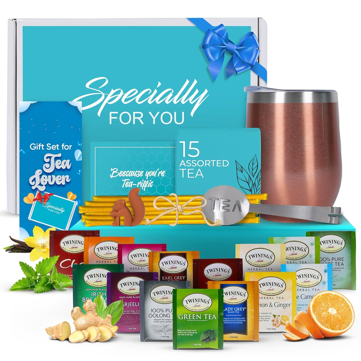 Luxurious Tea Gift Set with Unique Blends and Tumbler