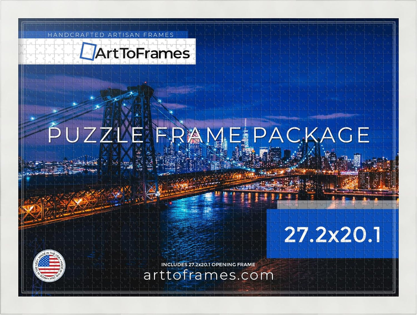 ArtToFrames 27.2x20.1 Inch White Frame for 631 Piece Puzzles