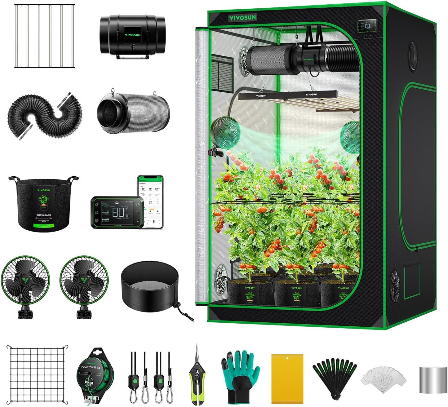 VIVOSUN Smart Grow Tent System 5x5 with WiFi and LED Light