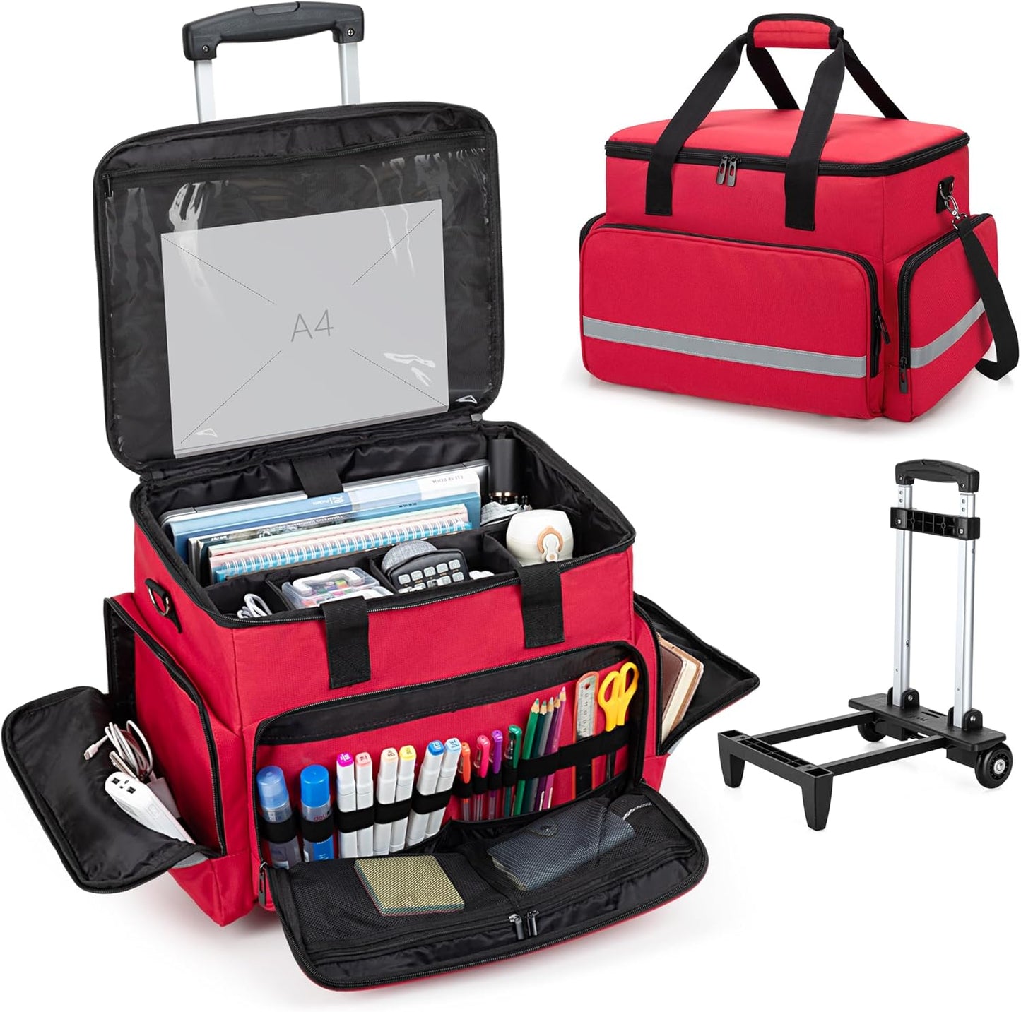 CURMIO Rolling Teacher Tote Bag with Wheels for Easy Transport