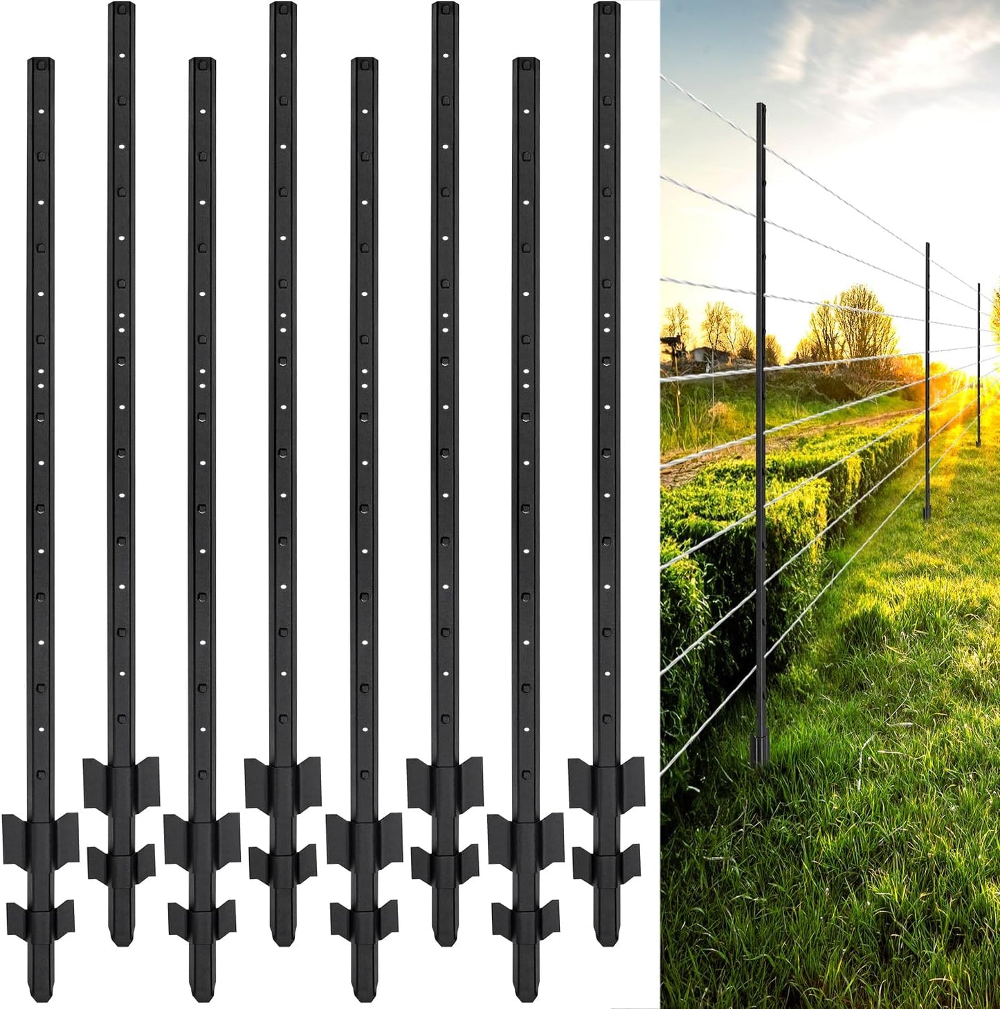 Heavy Duty Metal Fence Posts 4 Feet for Outdoor Wire Fencing