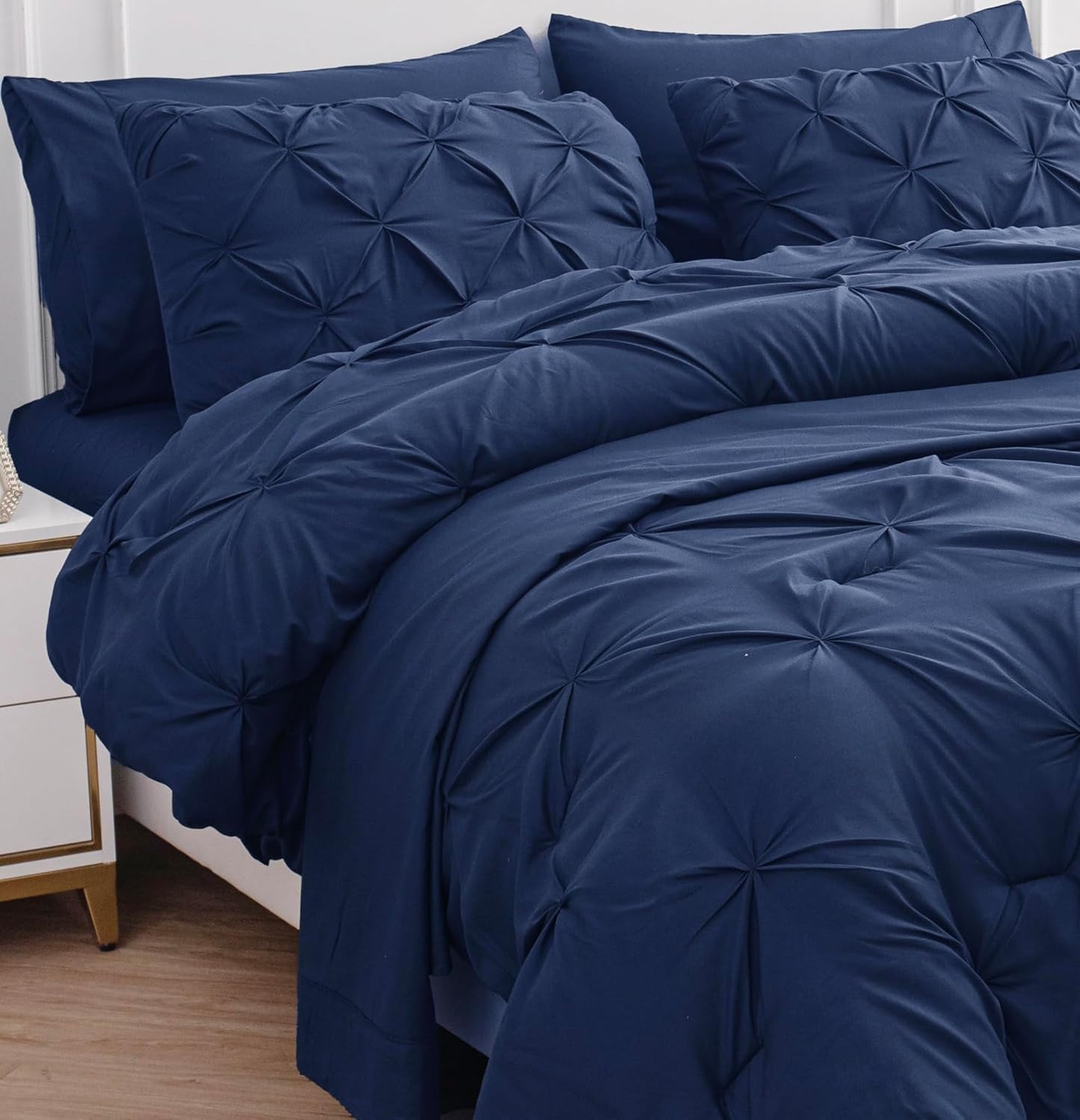 Lane Linen King Comforter Set - 7 Piece Bedding Set in Navy
