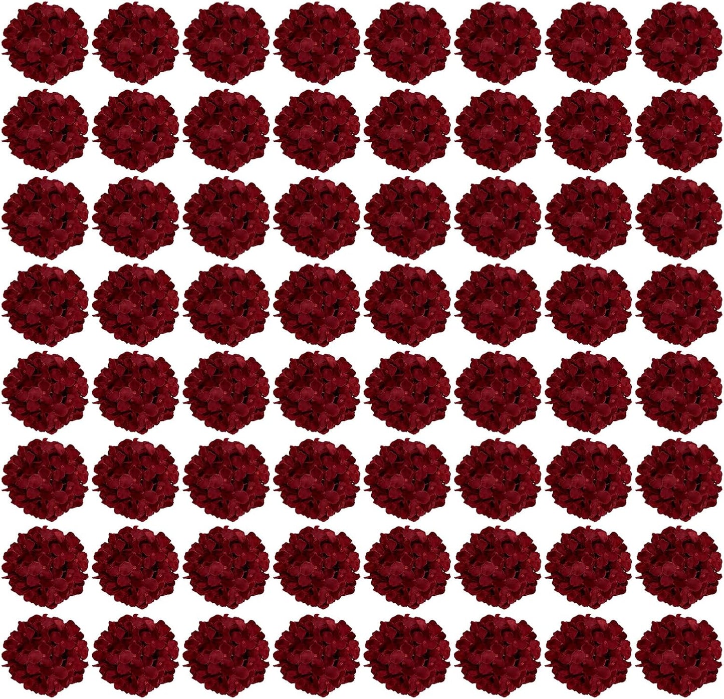 64PCS Burgundy Hydrangea Artificial Flowers for Home Decor