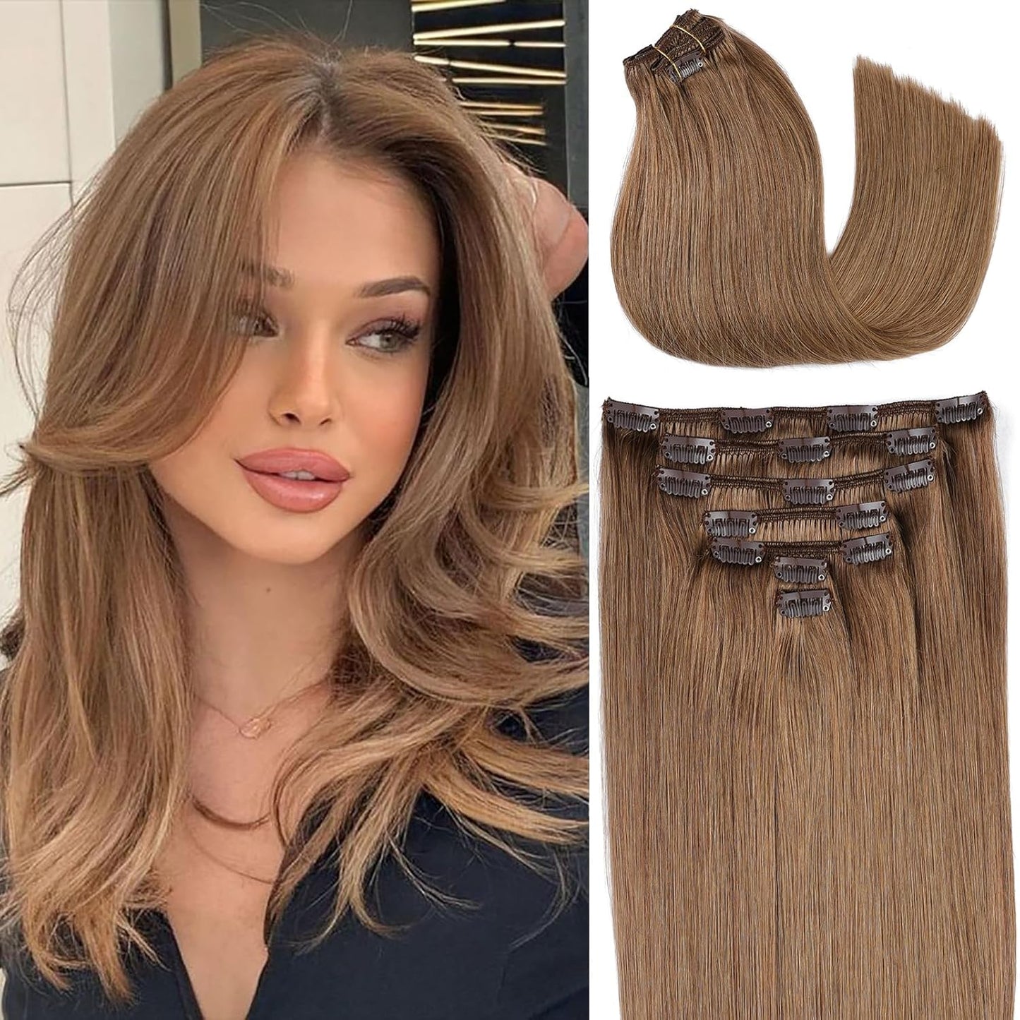 ORIGEN Clip in Hair Extensions for Women - 20 in Remy Hair