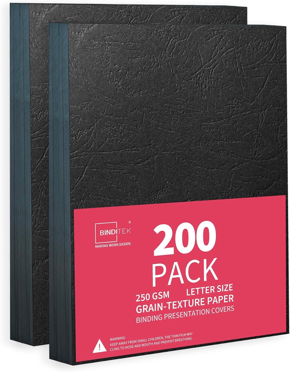 Binditek 200 Pack 13 Mil Grain-Texture Paper Binding Covers