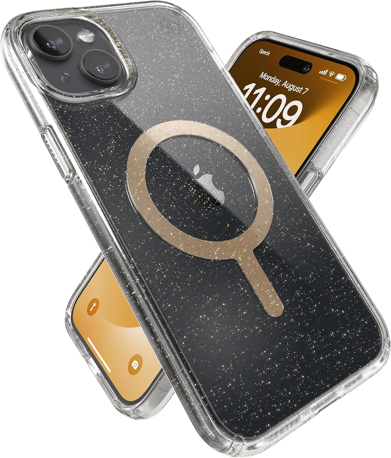 Speck Presidio Lux Clear Glitter MagSafe iPhone 15 Plus Case