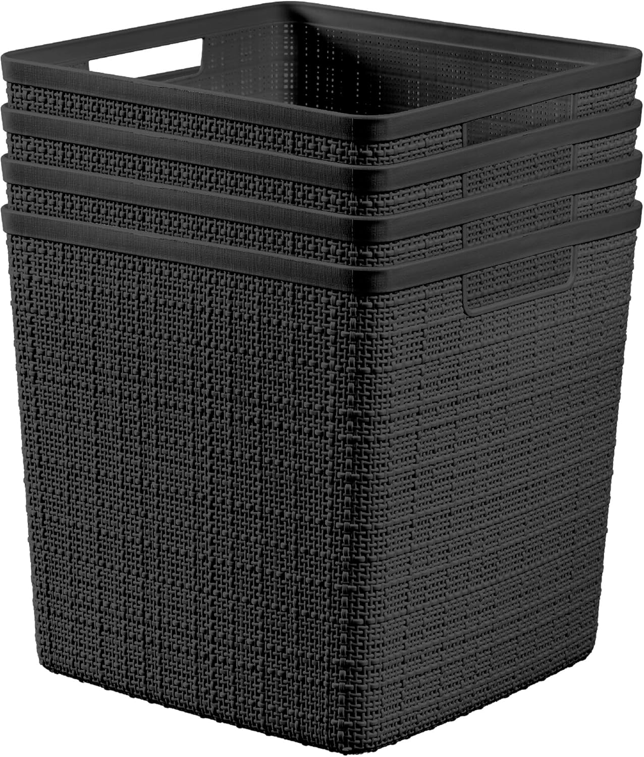 Curver Set of 4 Jute Large Cube Decorative Storage Baskets