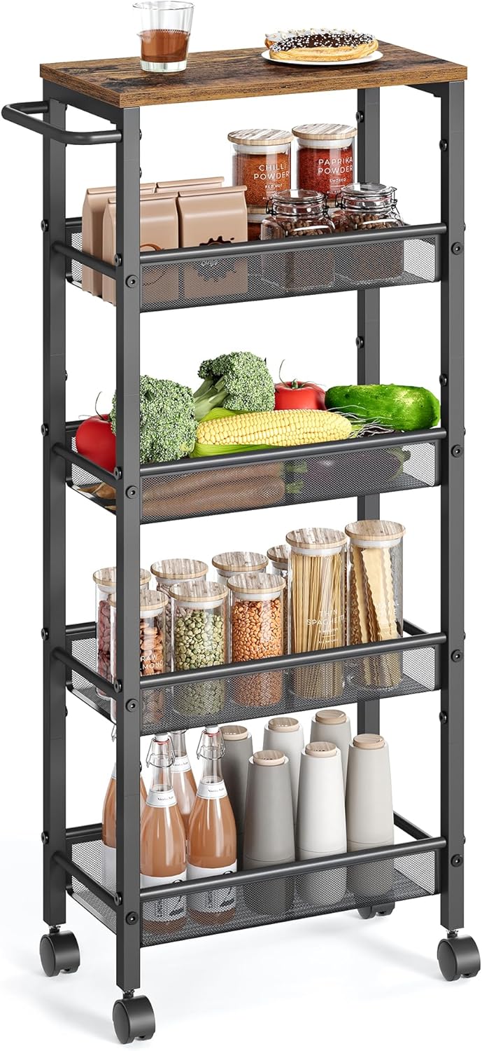 VASAGLE Slim Rolling Cart: 5-Tier Storage Solution for Any Space