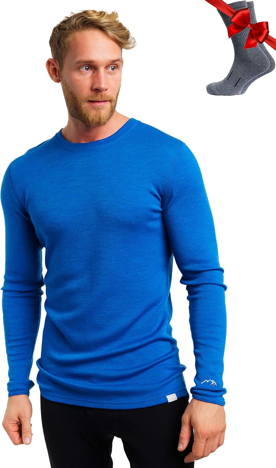 Merino Wool Base Layer - Mens Thermal Shirts & Socks Set