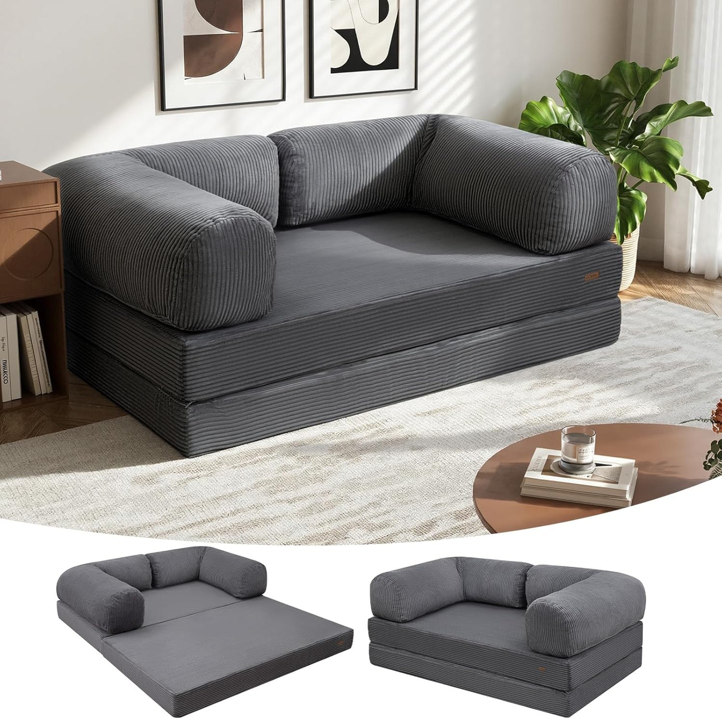 COMAX Futon Sofa Bed: 4-in-1 Floor Couch for Versatile Living