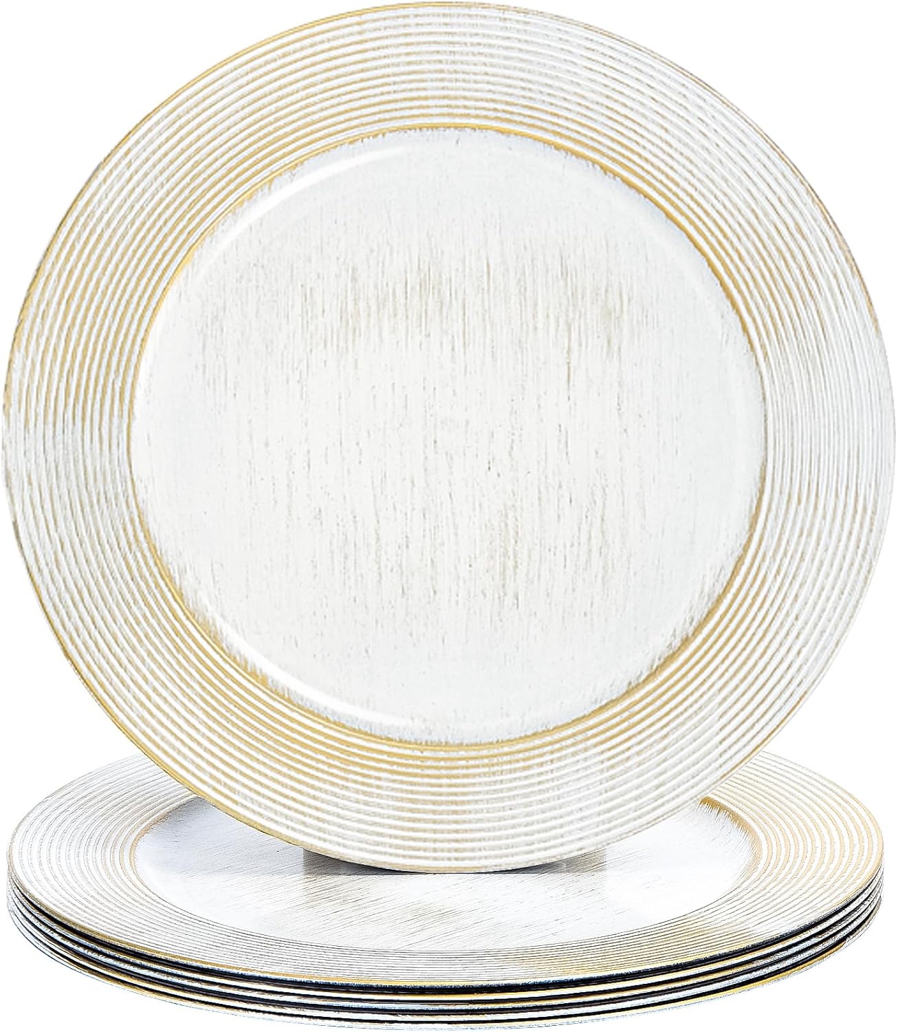 Vintage Ring Pattern Chargers, Set of 6 for Elegant Dining